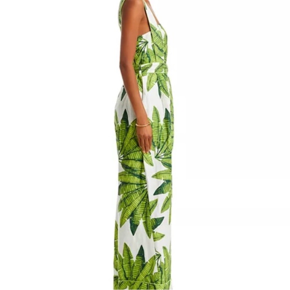 🌿 FARM Rio Palm Fan Wide Leg Jumpsuit w/ Contrast Piping Large 12 14 NWT - Picture 11 of 12